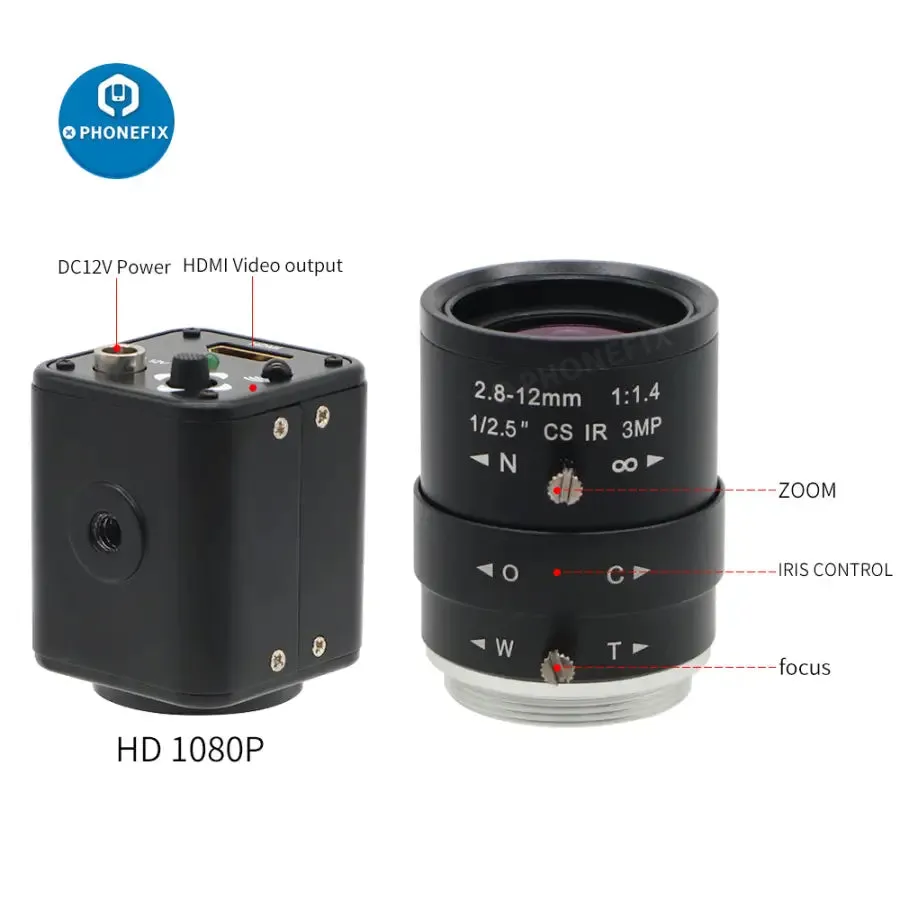 2.0MP CMOS Industry Camera 2.8-12mm F1.4 Lens For CCTV Surveillance