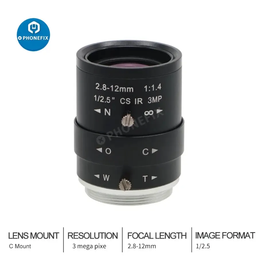 2.8-12mm CCTV Lens 1/2.5" F1.4 3MP Varifocal CS Mount Lens