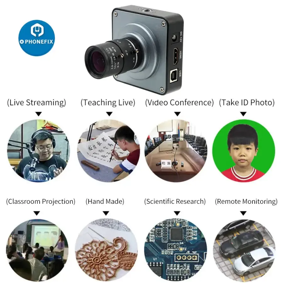 38MP HDMI 3800W Camera 2.8-12mm F1.4 Lens Industry Live Camera