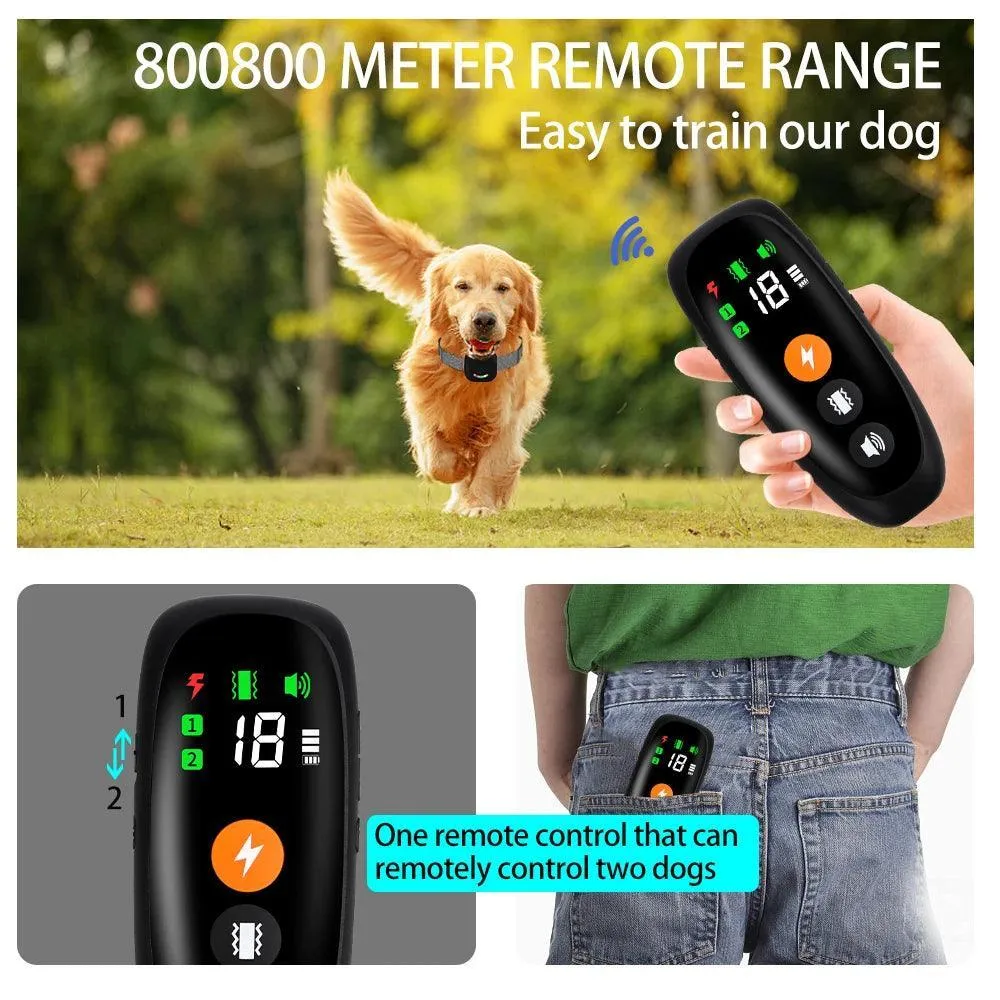 800m Smart Dog Training Collar: Bark Control & Behavior Correction