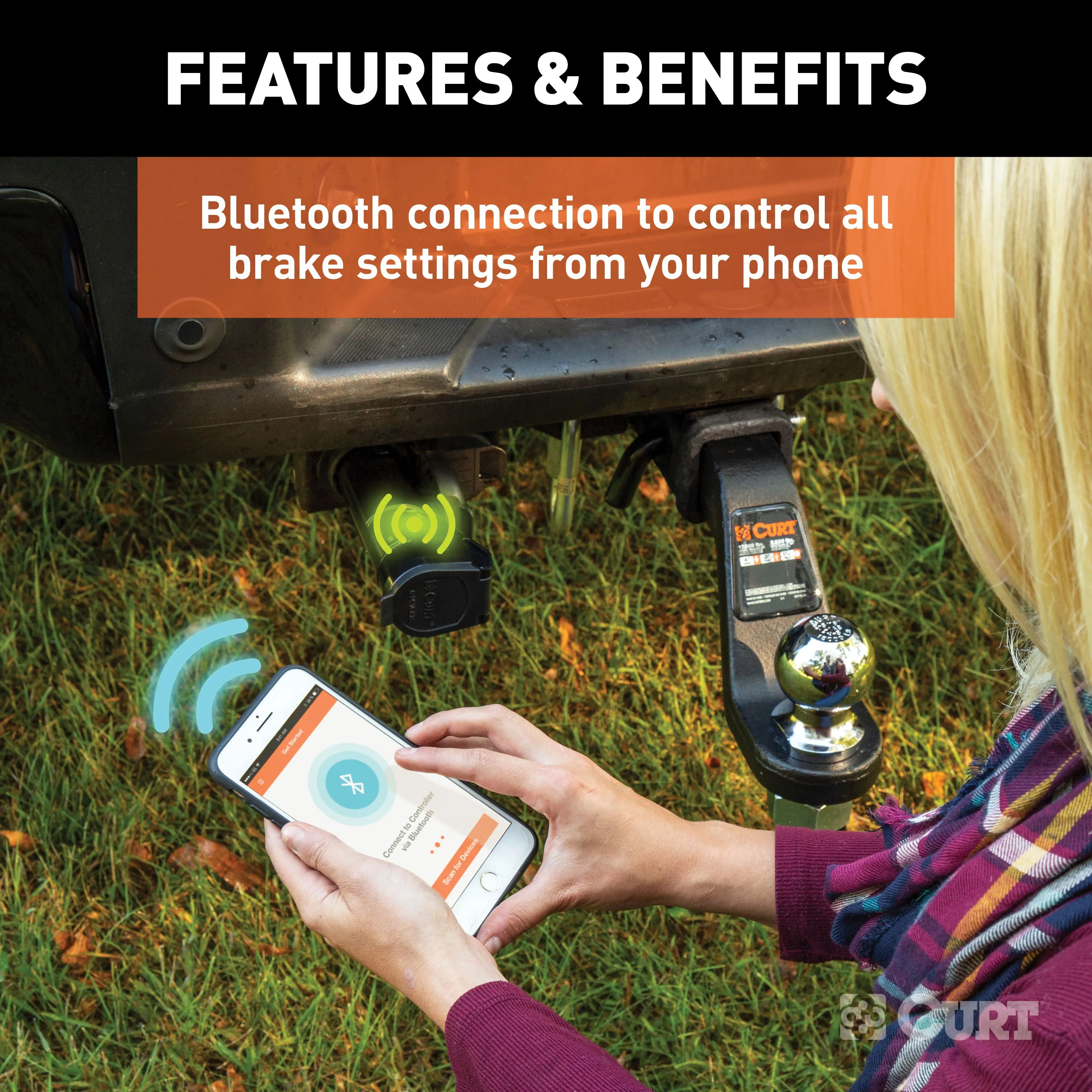 CURT 51180 Echo Mobile Trailer Brake Controller; 7-Way; Bluetooth Smartphone Connection