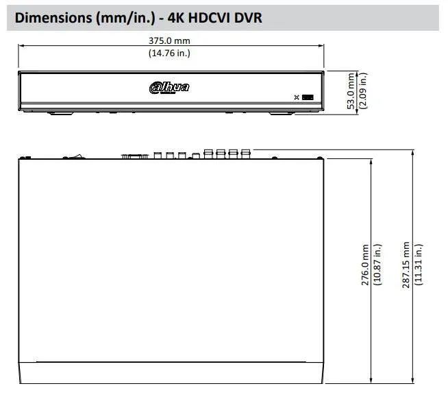 Dahua / HDCVI DVR Kit / 16 Channels / 4K Penta-brid DVR / 8 x 5MP,   4 x 8MP / 2.8mm lens / Mini Eyeball Cameras / DH-C7168E124