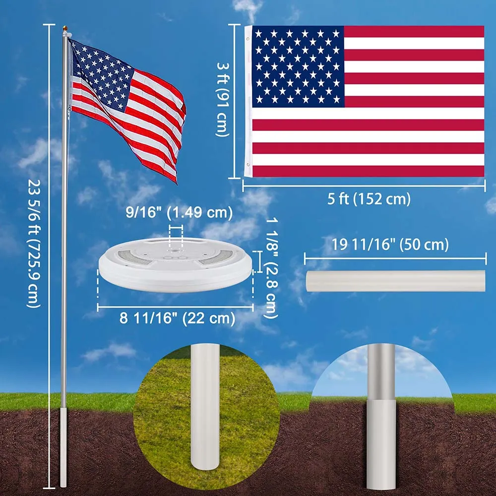 DIY 25 ft Lighted Flag Pole for House with Solar Light on Top