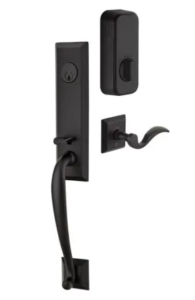 Emtek Single Cylinder Adams Handleset EMPowered Motorized Smart Lock Upgrade With Astoria Glass Knob