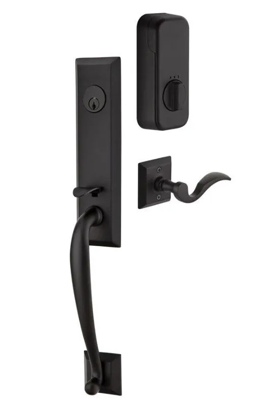 Emtek Single Cylinder Adams Handleset EMPowered Motorized Smart Lock Upgrade With Belmont Knob