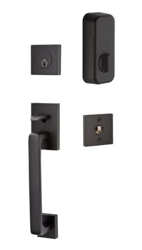 Emtek Single Cylinder Baden Handleset EMPowered Motorized Smart Lock Upgrade With Freestone Knob