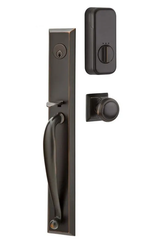 Emtek Single Cylinder Jefferson Handleset EMPowered Motorized Smart Lock Upgrade With Breslin Lever