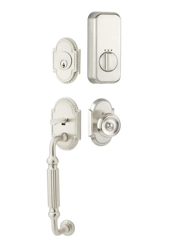 Emtek Single Cylinder Knoxville Handleset EMPowered Motorized Smart Lock Upgrade With Diamond Glass Knob