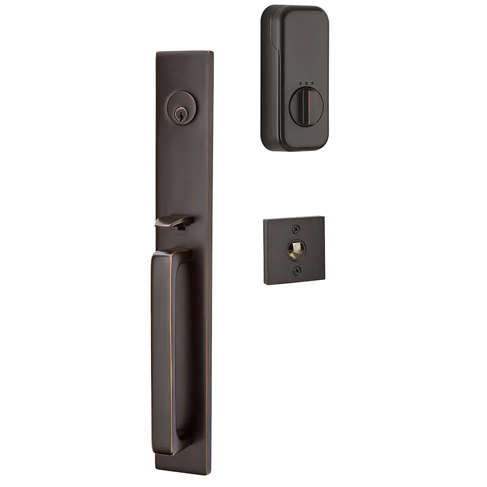 Emtek Single Cylinder Lausanne Handleset EMPowered Motorized Smart Lock Upgrade With Egg Knob