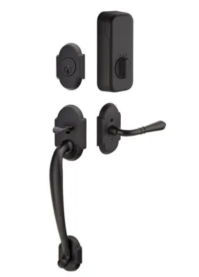 Emtek Single Cylinder Nashville Handleset EMPowered Motorized Smart Lock Upgrade With Select Conical Knurled Knob