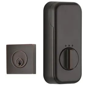 Emtek Square Single Cylinder Deadbolt with EMPowered Motorized Smart Lock Upgrade