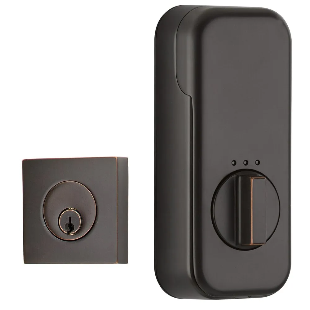 Emtek Square Single Cylinder Deadbolt with EMPowered Motorized Smart Lock Upgrade