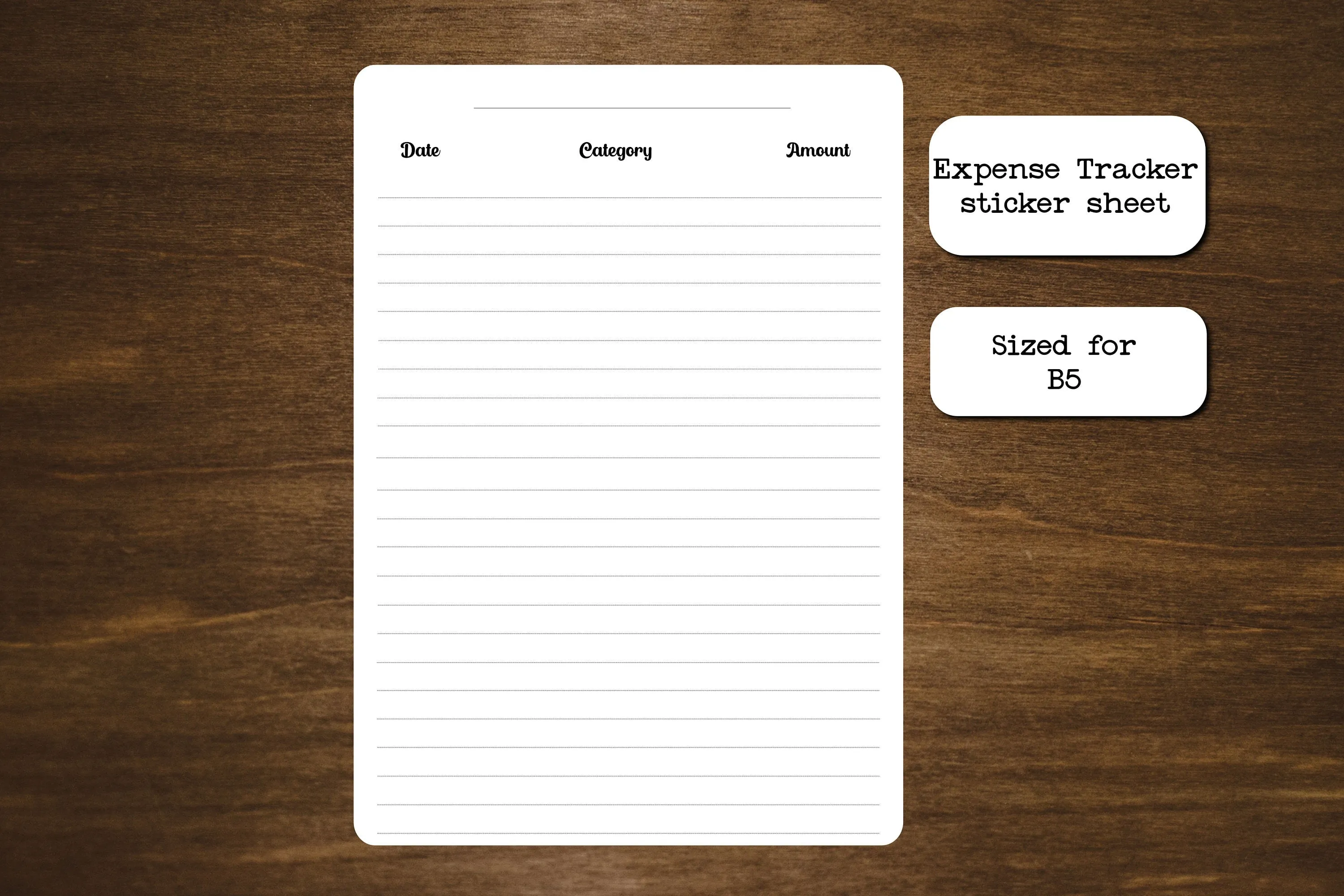 Expense Tracker Sticker  |  Finance Tracker Stickers For Planners and Journals  |  Die Cut, Matte Finish, B5 (6.9" x 9.8")