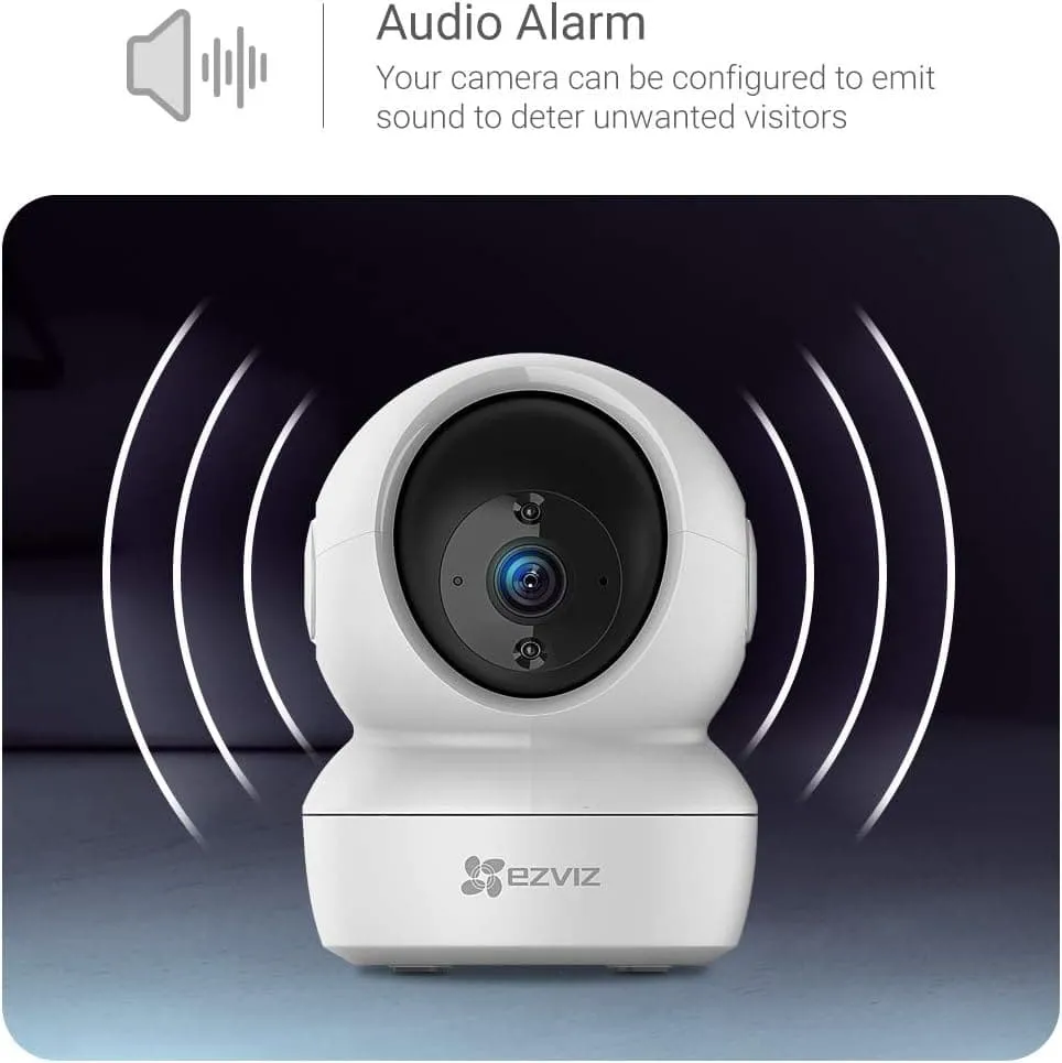 EZVIZ H6c Full HD Indoor Smart Home Security PTZ Camera Tracking 2MP Smart Night Vision, Auto Motion Tracking WiFi, Supports MicroSD Card -White