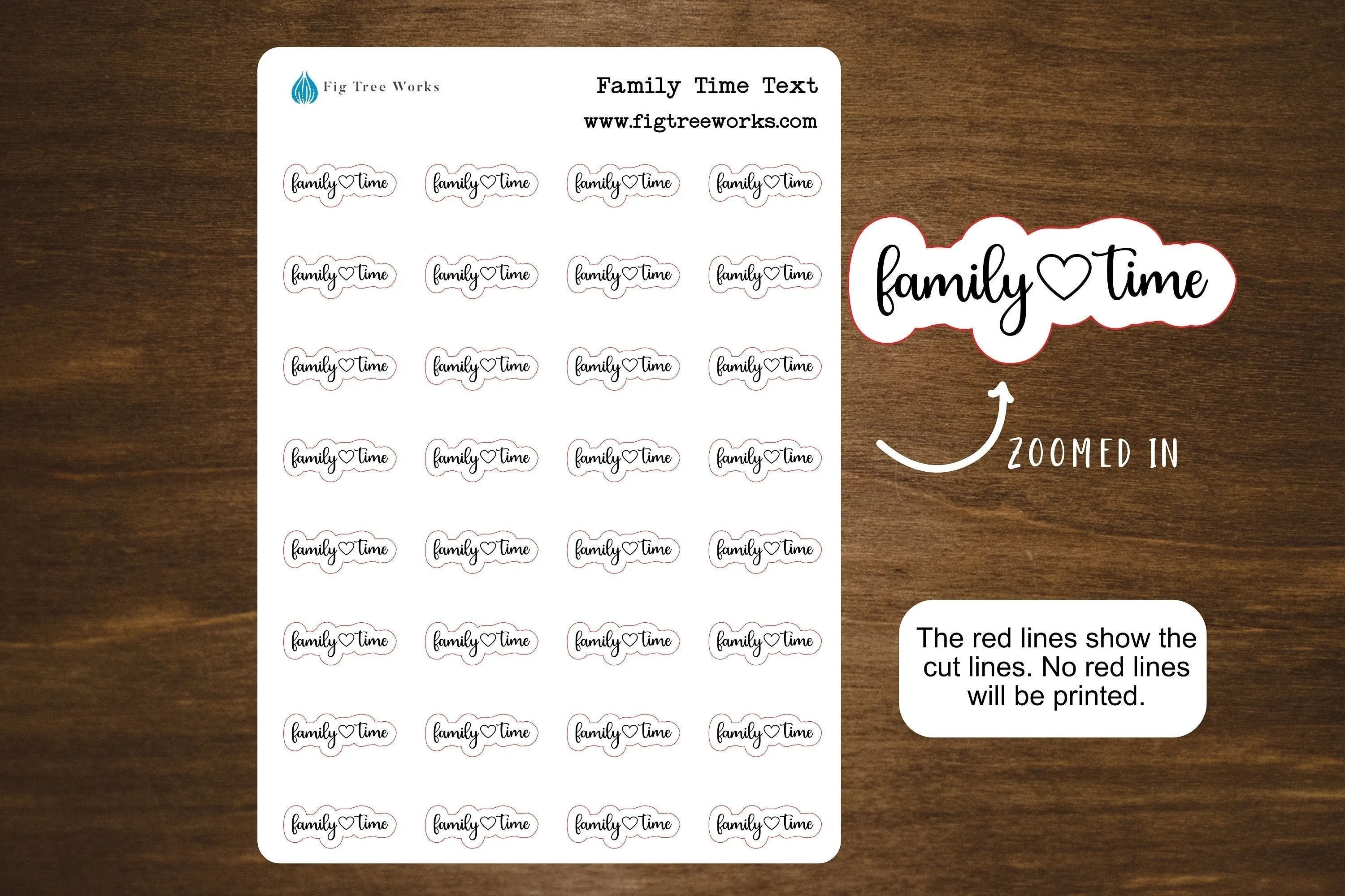 Family Time Script Stickers | Family Time Text | Kiss Cut, Matte Finish for Planners, Journals, and Notebooks | Mini Scripts