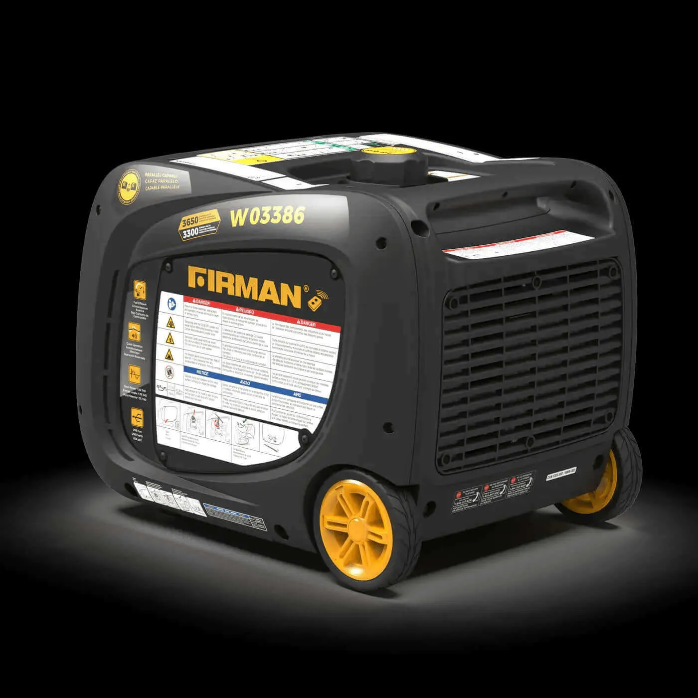 Firman Generator W03386 Whisper Series 3650 Watt Remote Start with Co Alert