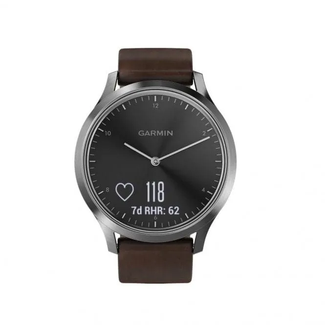 Garmin Vívomove HR Black with Brown Leather Band 010-01850-04