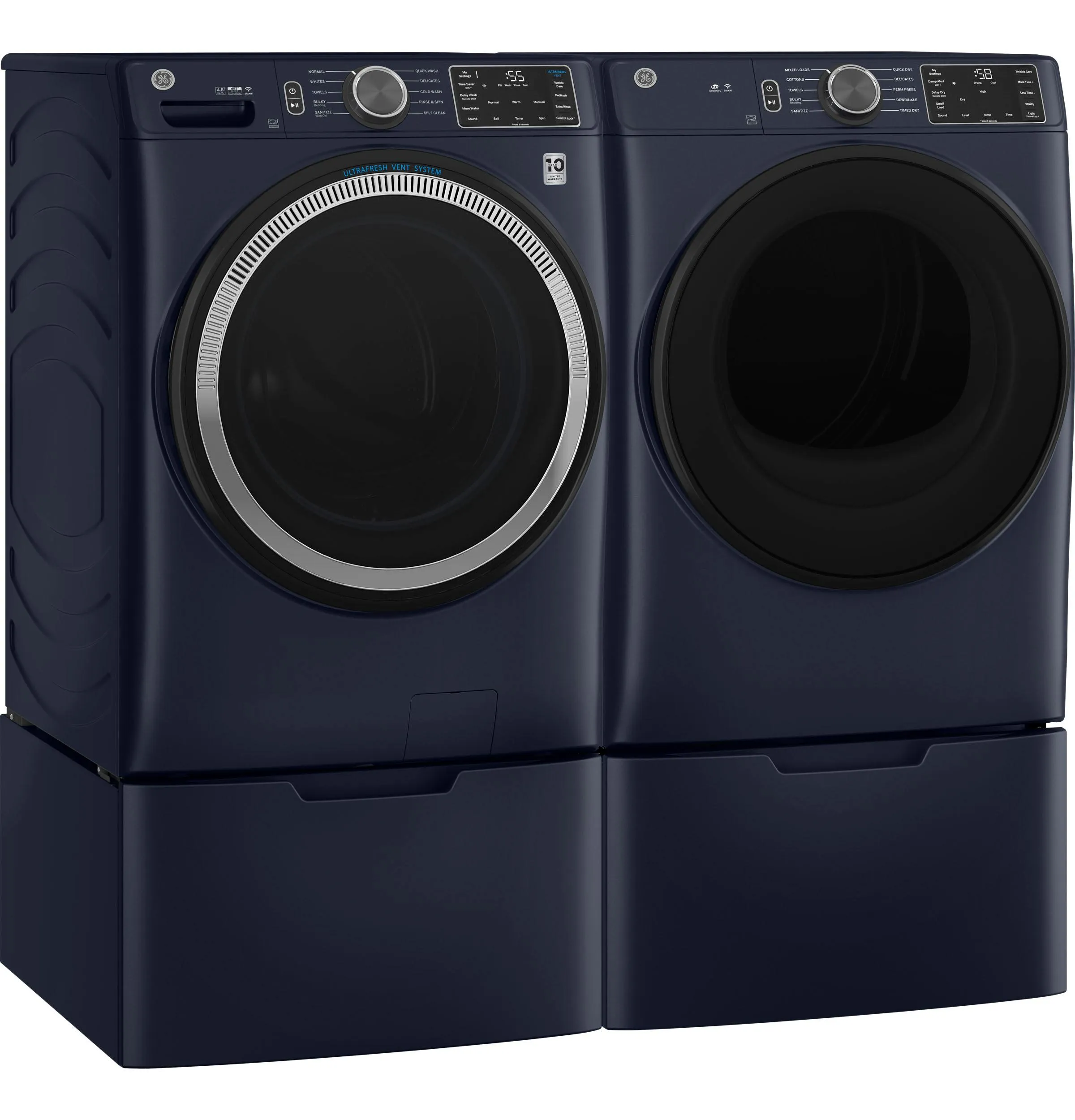 GFD55ESPRRS GE® ENERGY STAR® 7.8 cu. ft. Capacity Smart Front Load Electric Dryer with Sanitize Cycle