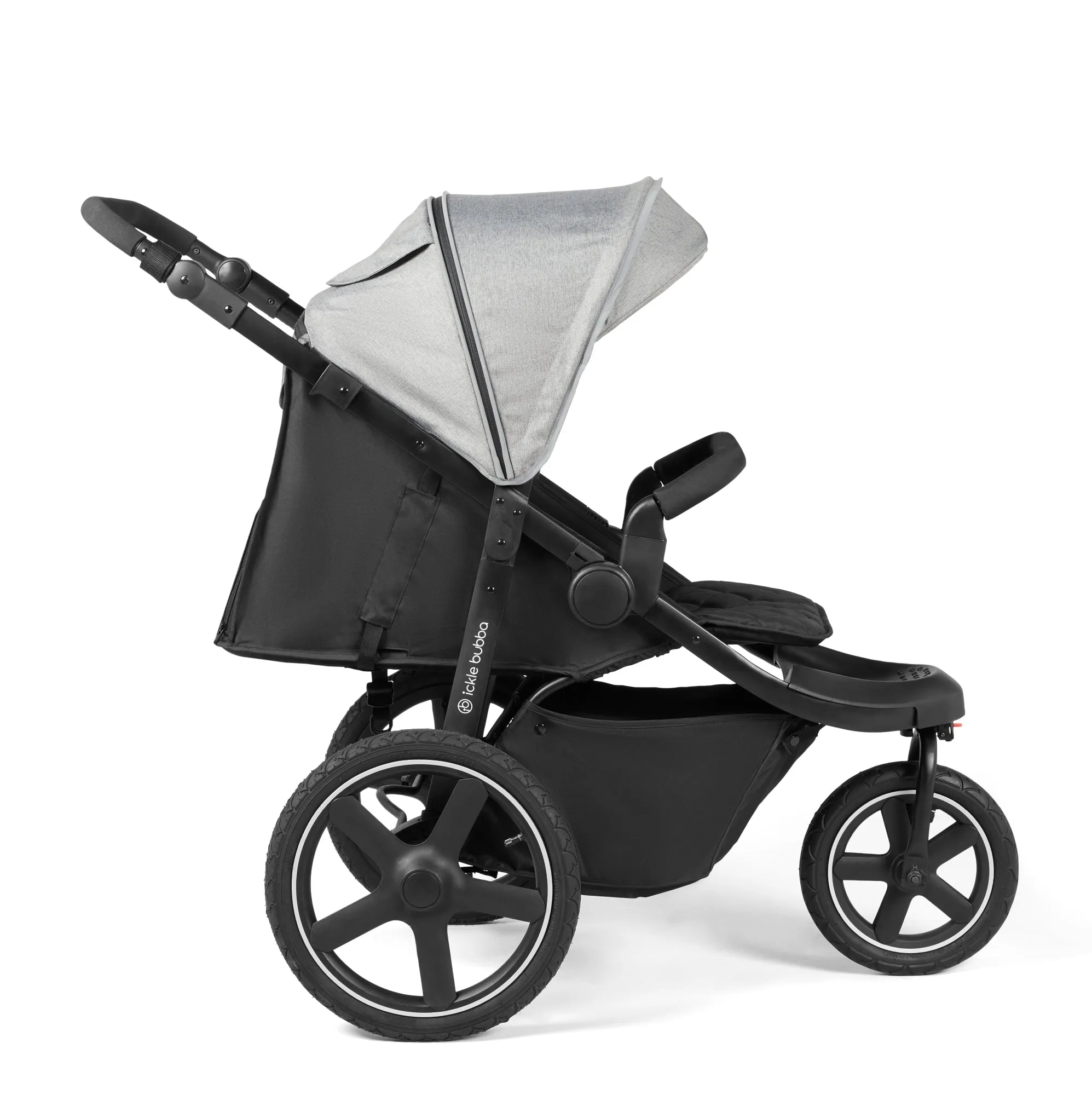 Ickle bubba Venus Max Jogger Travel System with i-Size Car Seat & ISOFIX Base - Space Grey on Black