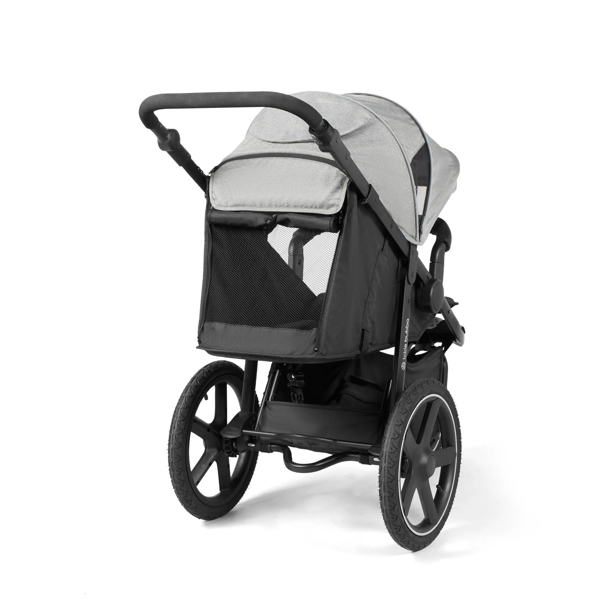 Ickle bubba Venus Max Jogger Travel System with i-Size Car Seat & ISOFIX Base - Space Grey on Black