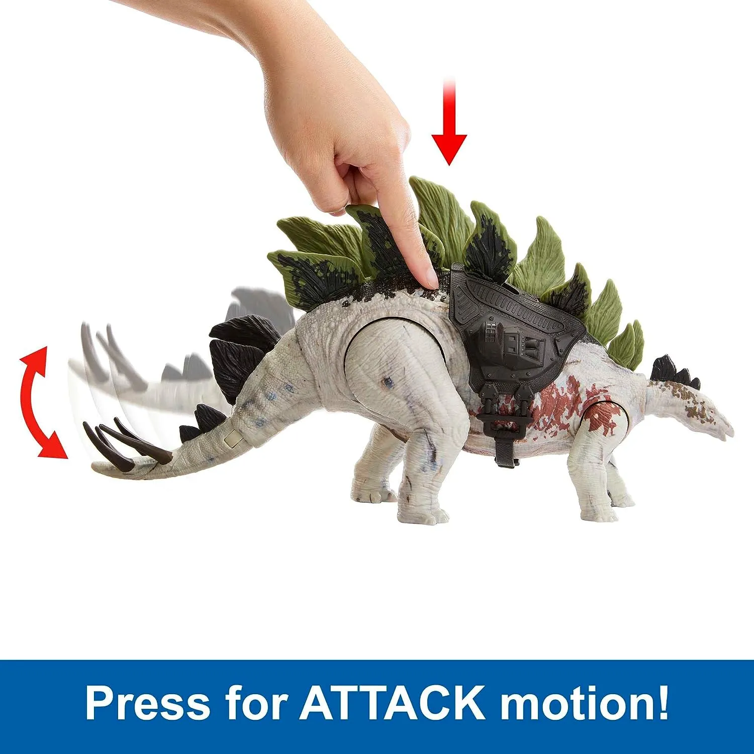 ?Jurassic World Dominion Dinosaur Figure Gigantic Trackers Stegosaurus with Attack Motion & Tracking Gear