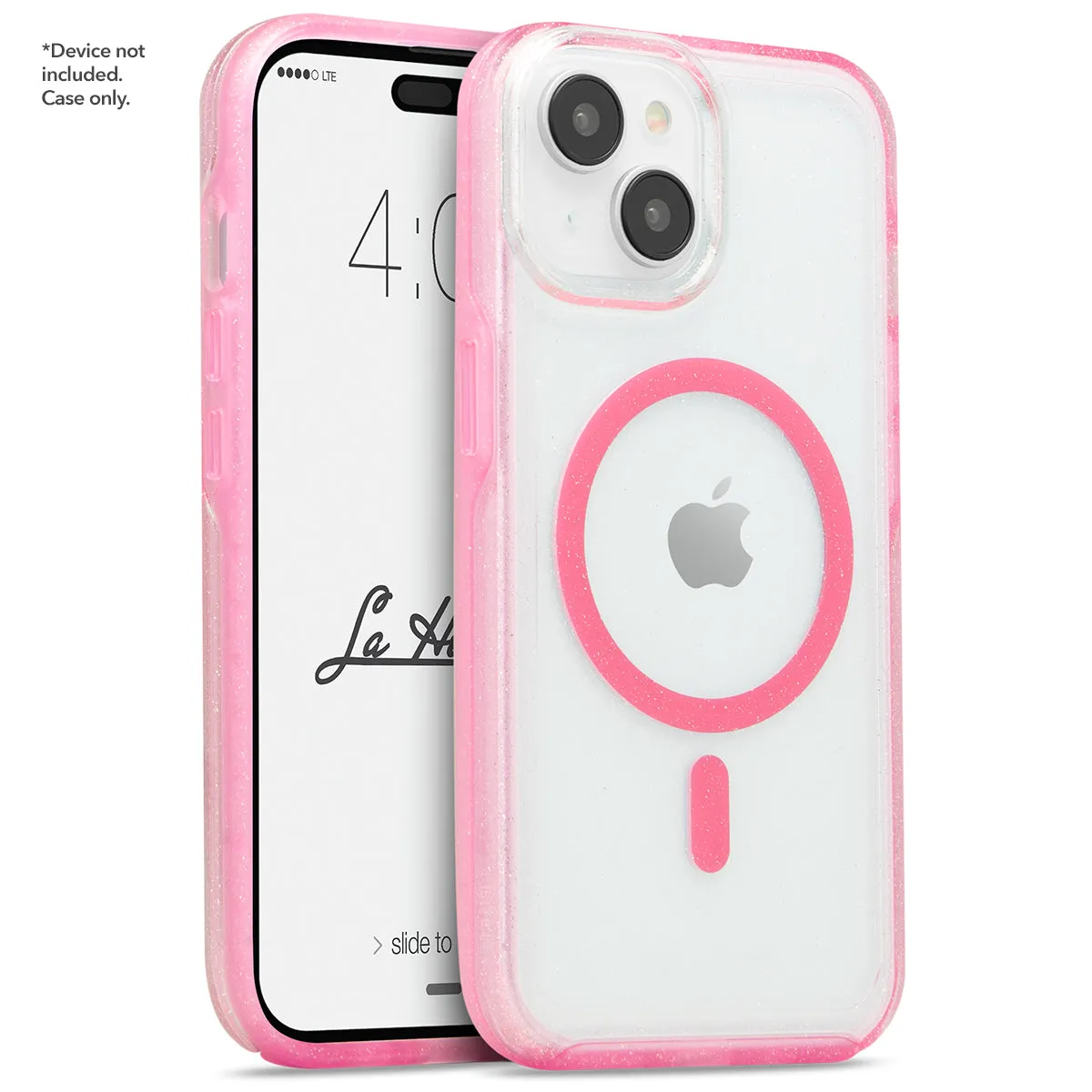 La Hornet - iPhone 15/ 14 Clear Hot Pink Glitter w/ MagSafe Case