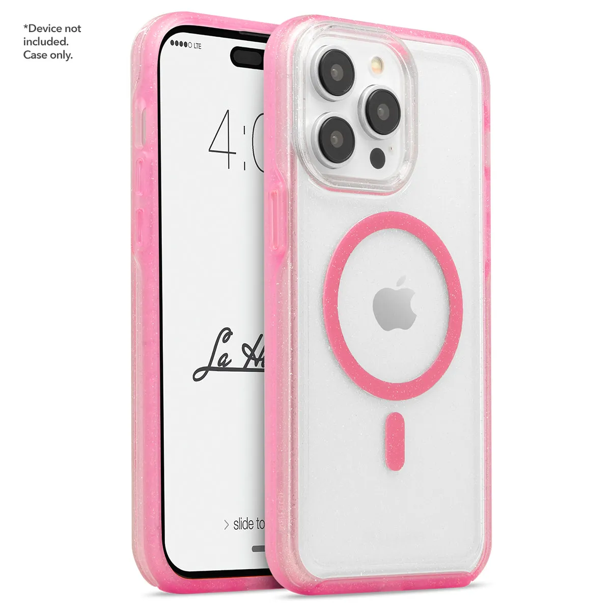 La Hornet - iPhone 15 Pro Max Clear Hot Pink Glitter w/ MagSafe Case