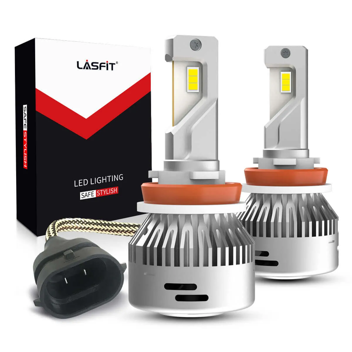 Lasfit LA Plus Series H8 H11 H16 LED Fog Light 60W 6000LM 6000K Amplified Flux Beam | 2 Bulbs