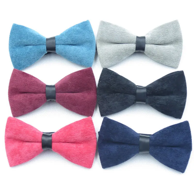 Men's Solid Candy Color Corduroy Bow Tie