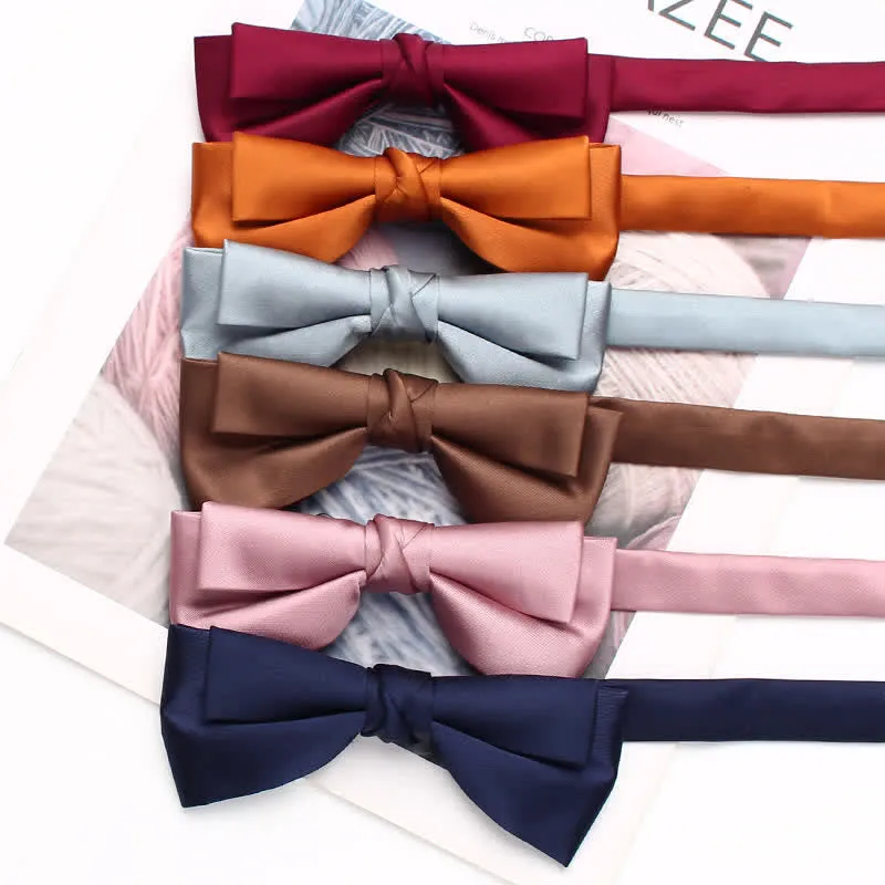 Men's Stylish Solid Color Unique Double Layered Bow Tie