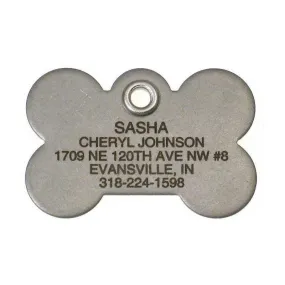 Metal Bone Dog Tag - Matte Finish Stainless Steel - Size: Large