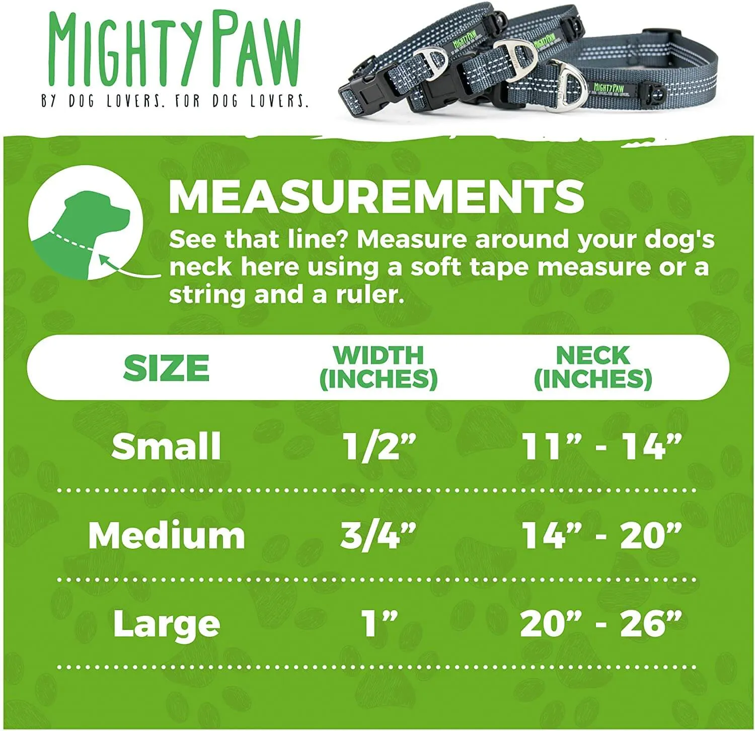 Mighty Paw Reflective Nylon Dog Collar for Safety