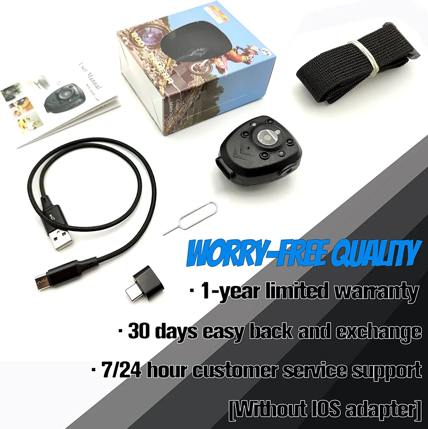 Mini Body Camera Video Recorder Built-In 128GB Memory Card with Night Vision IR & Loop Record HD 1080P, 4-6 HR Battery Life Wearable Police Cam for Home, Outdoor, Law Enforcement, Security Guard