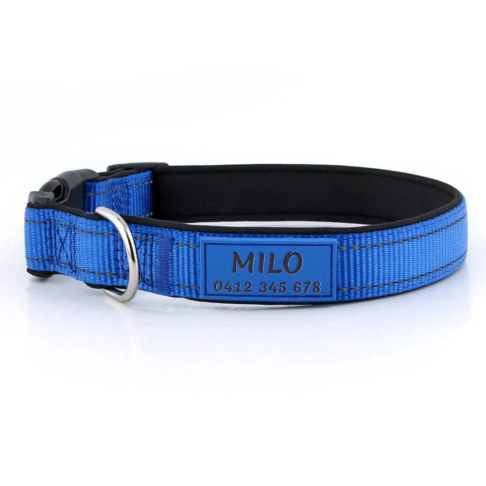 Personalised Printed ID Reflective Deluxe Padded Dog Collar