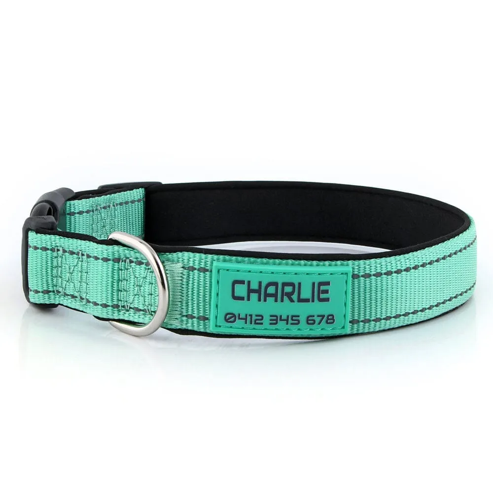 Personalised Printed ID Reflective Deluxe Padded Dog Collar