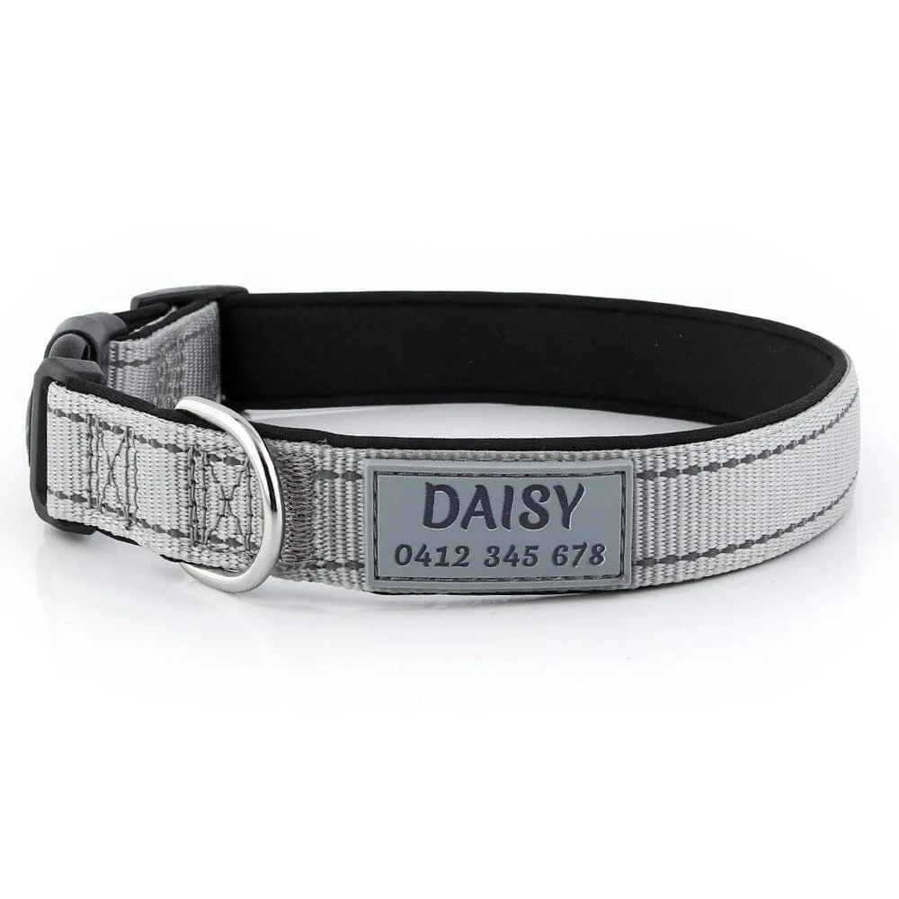 Personalised Printed ID Reflective Deluxe Padded Dog Collar