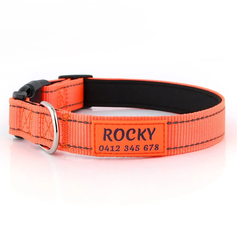 Personalised Printed ID Reflective Deluxe Padded Dog Collar