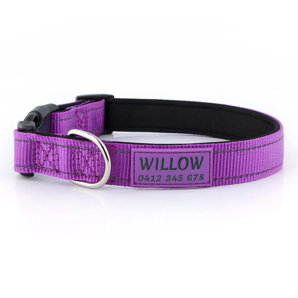 Personalised Printed ID Reflective Deluxe Padded Dog Collar