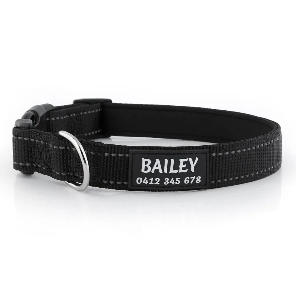 Personalised Printed ID Reflective Deluxe Padded Dog Collar