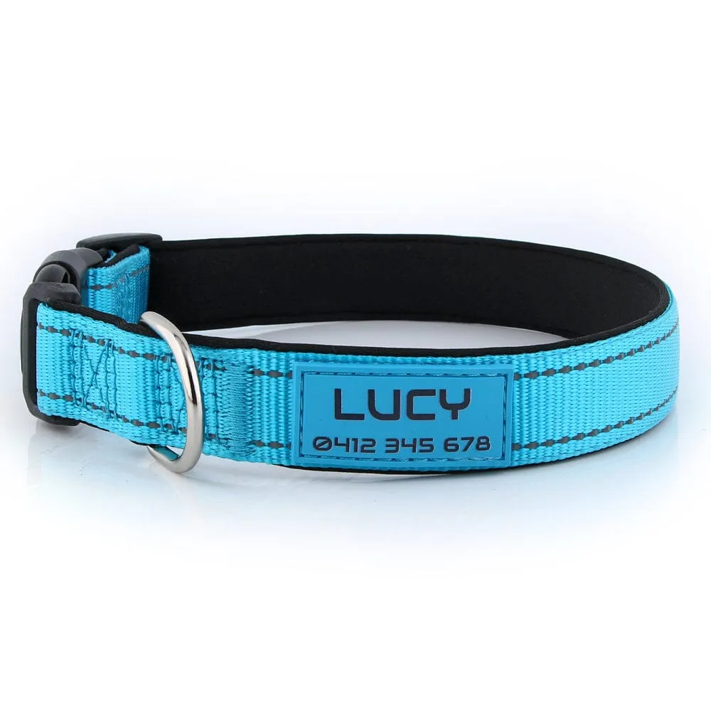 Personalised Printed ID Reflective Deluxe Padded Dog Collar