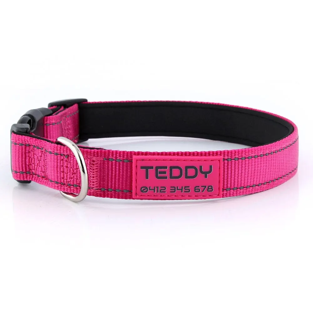 Personalised Printed ID Reflective Deluxe Padded Dog Collar