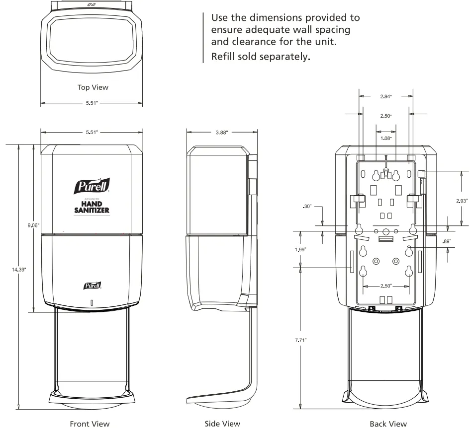 PURELL® ES6 Hand Sanitizer Dispenser