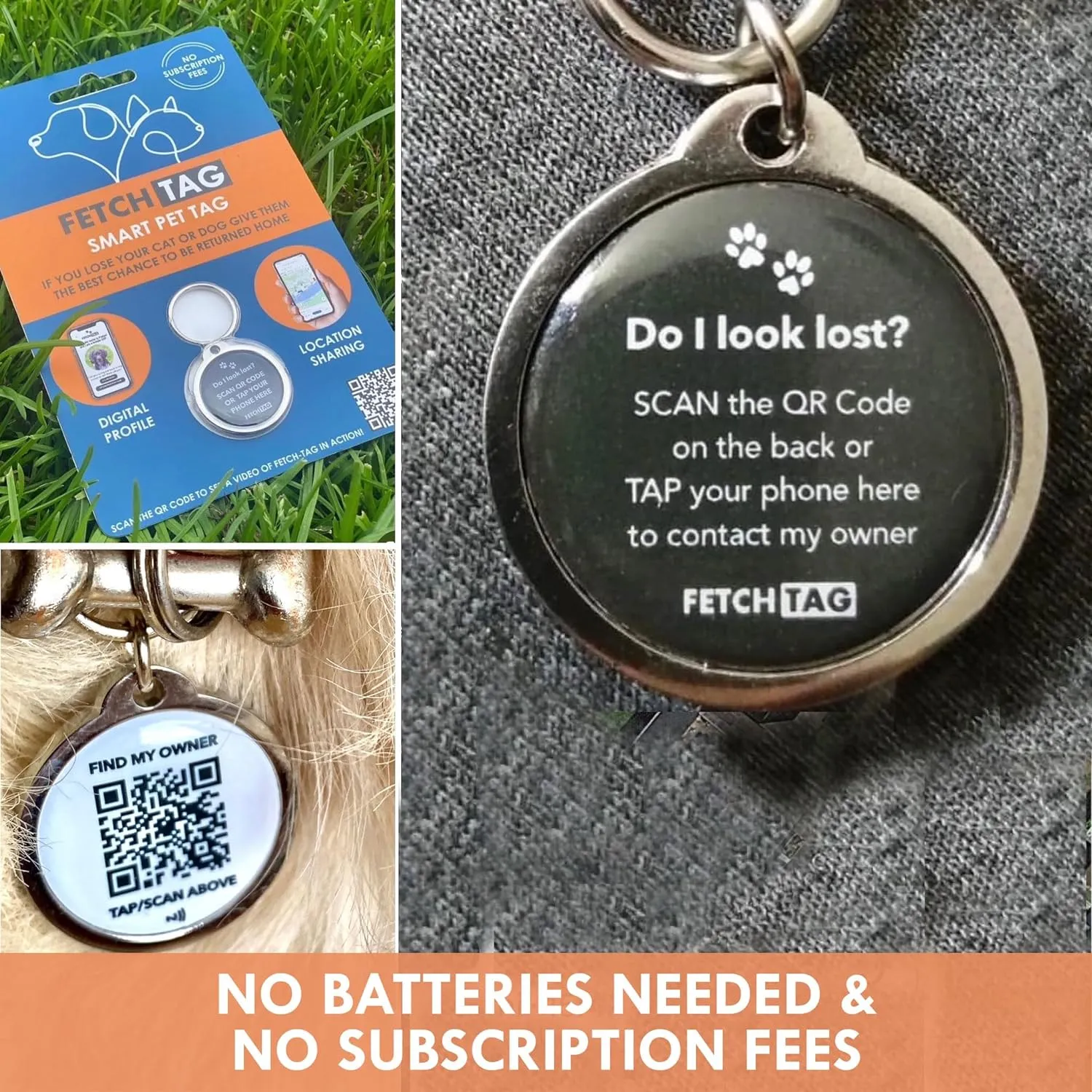 Rosewood Fetch Tag Smart Pet ID Tag For Lost Pets - No Subscription Needed