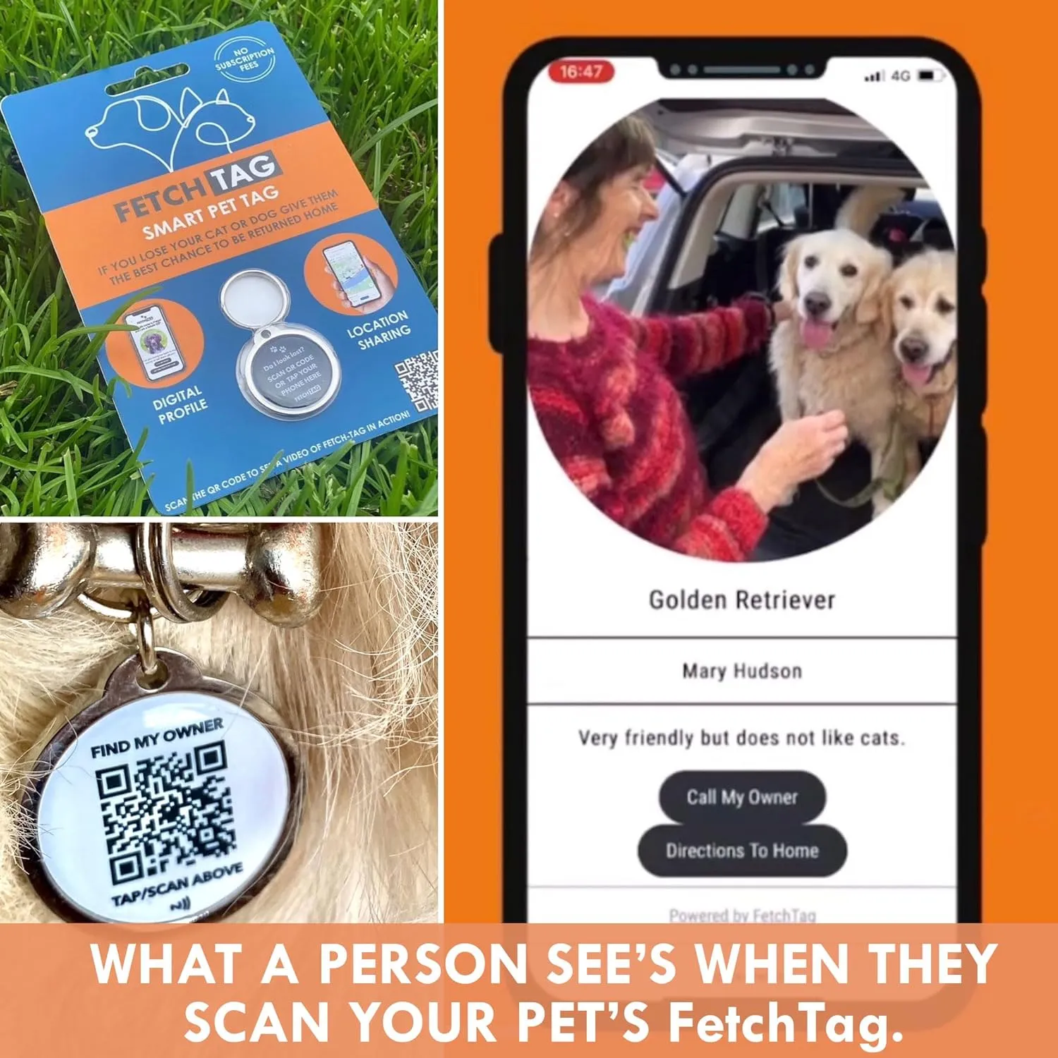 Rosewood Fetch Tag Smart Pet ID Tag For Lost Pets - No Subscription Needed