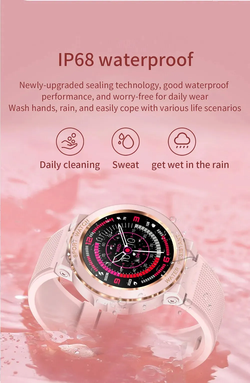 Sport Smart Watch Women Bluetooth Call Smartwatch IP68 Waterproof Fitness Tracker Heart Rate for Xiaomi IOS Android