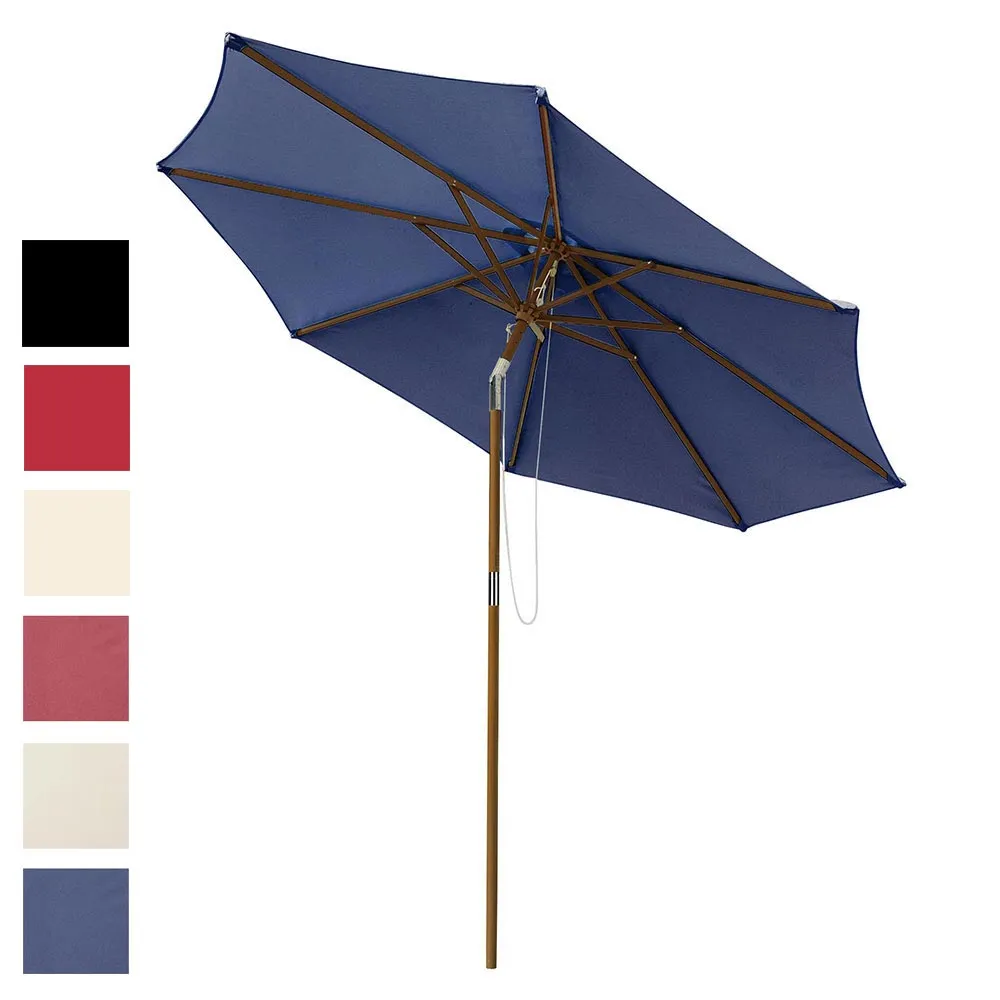 TheLAShop 9 Ft 8-Rib Wooden Patio Umbrella Tilt Color Options