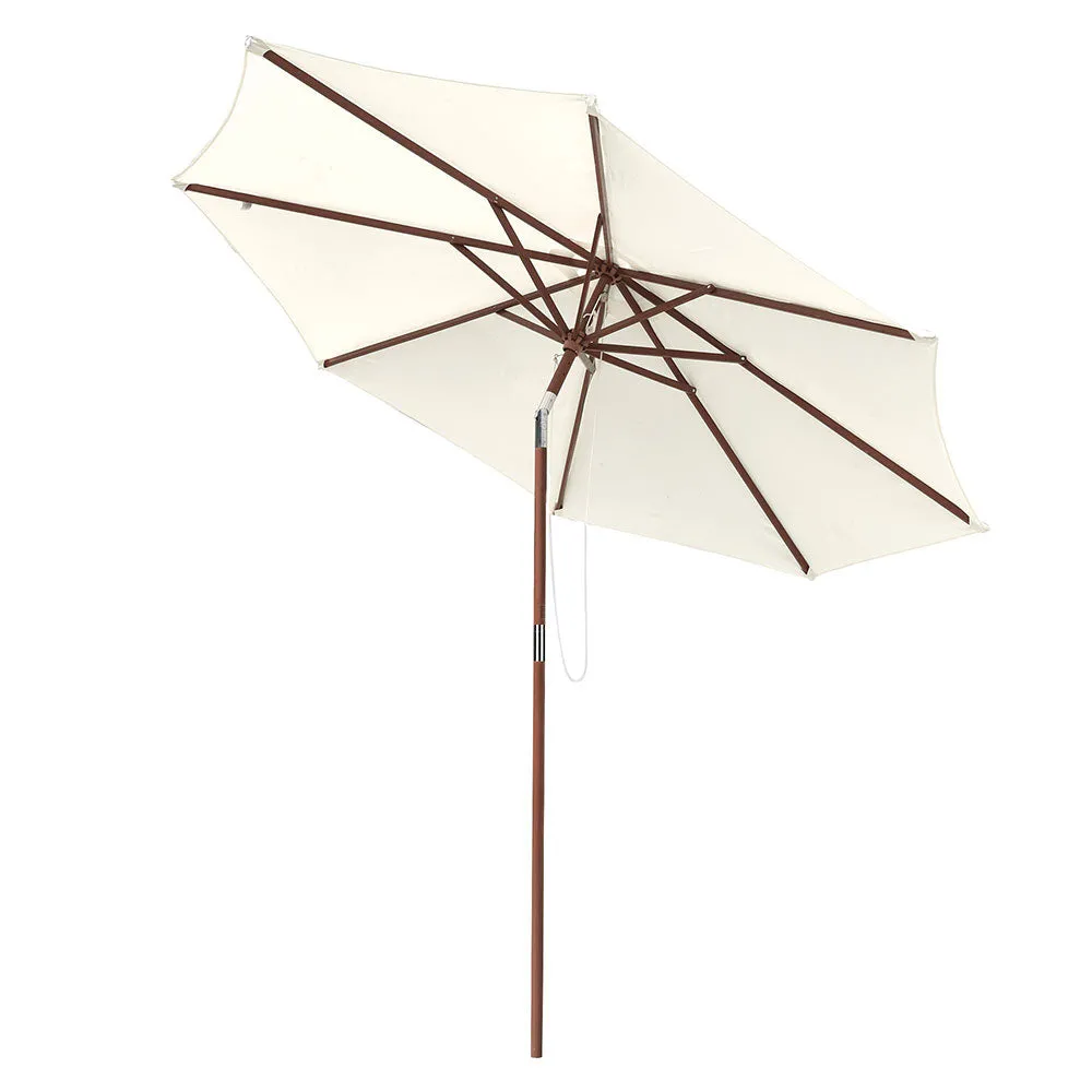 TheLAShop 9 Ft 8-Rib Wooden Patio Umbrella Tilt Color Options